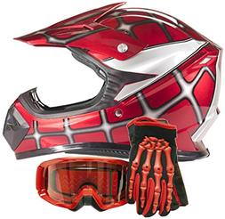 Youth Kids Offroad Gear Combo Helmet Gloves Goggles DOT Moto