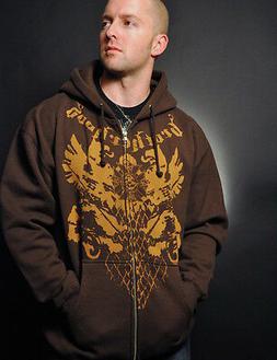 Black Helmet Apparel Brotherhood Mens Zip Hoodie Brown New!