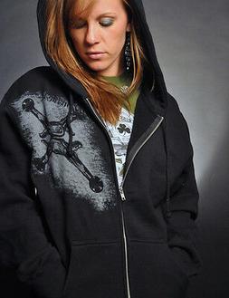 Black Helmet Apparel Solid Bore Mens Zip Hoodie Black New!