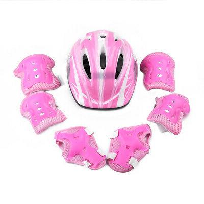 7 Pcs/Set Kids Helmet Knee Wrist Guard Elbow Pad Shockproof 