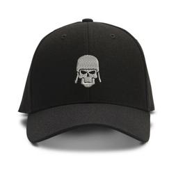 Skull With Helmet Silver Embroidery Embroidered Adjustable H